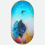 Acrylic Clock Feather Geometric, Elegant Modern Decorative Wall Art for Home & Office