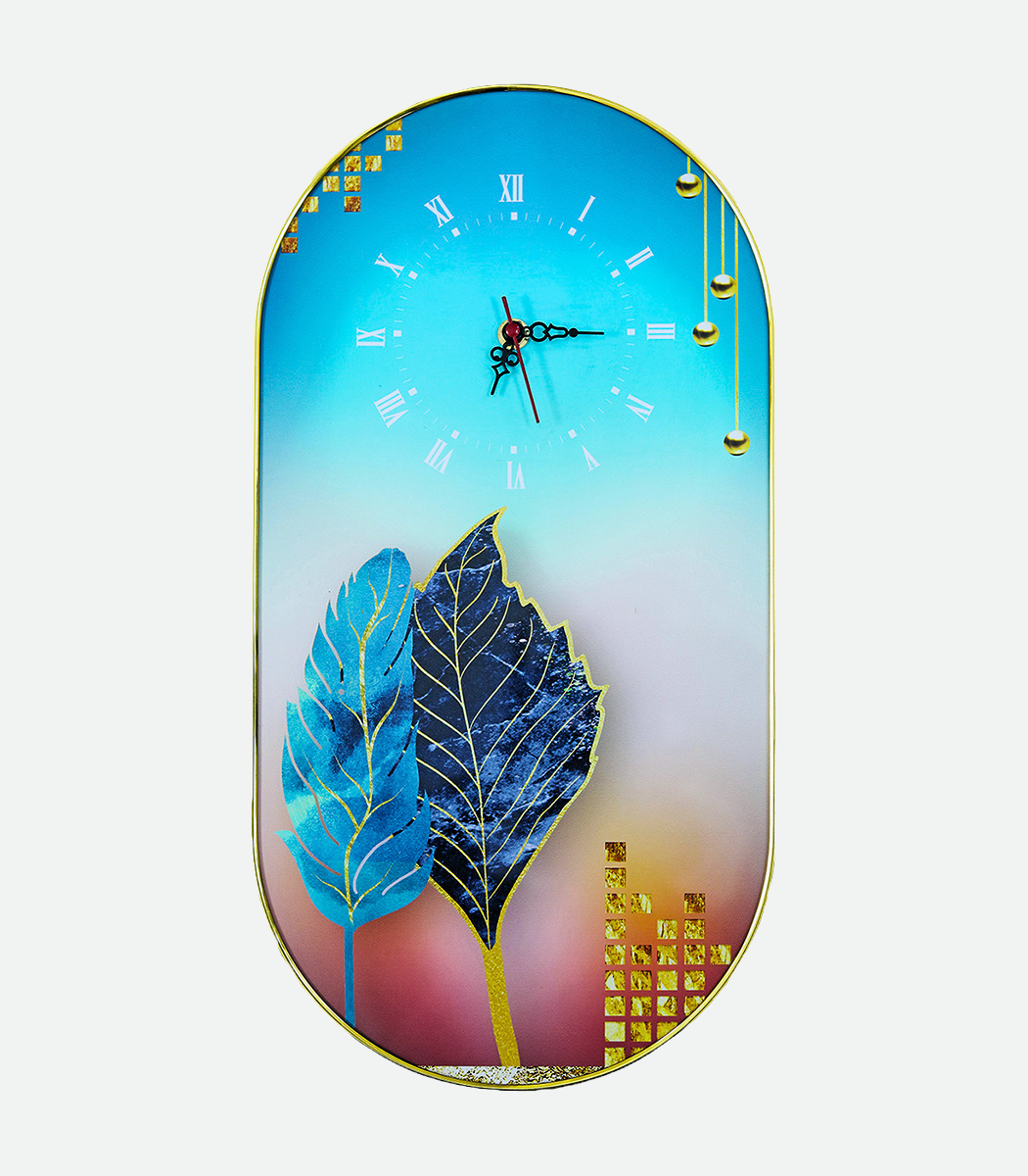 46 Acrylic Clock Feather Geometric, Elegant Modern Decorative Wall Art for Home & Office - Image 1