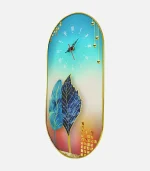 Oval Acrylic Clock Feather Geometric, Elegant Modern Decorative Wall Art for Home & Office Oval - Image 2