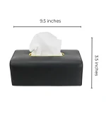 PU Leather Tissue Box Cover with Golden Metal Accent | Luxury Tissue Holder for Home & Office - Image 3