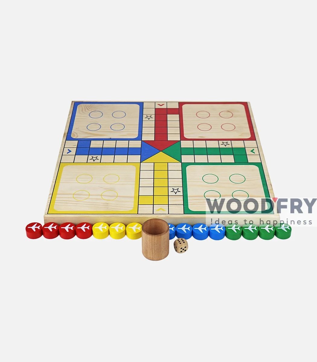 ludo-e-01 Handmade Solid Wooden Ludo Board Game in Bangladesh | 100% Natural Wood Family Game - Image 1