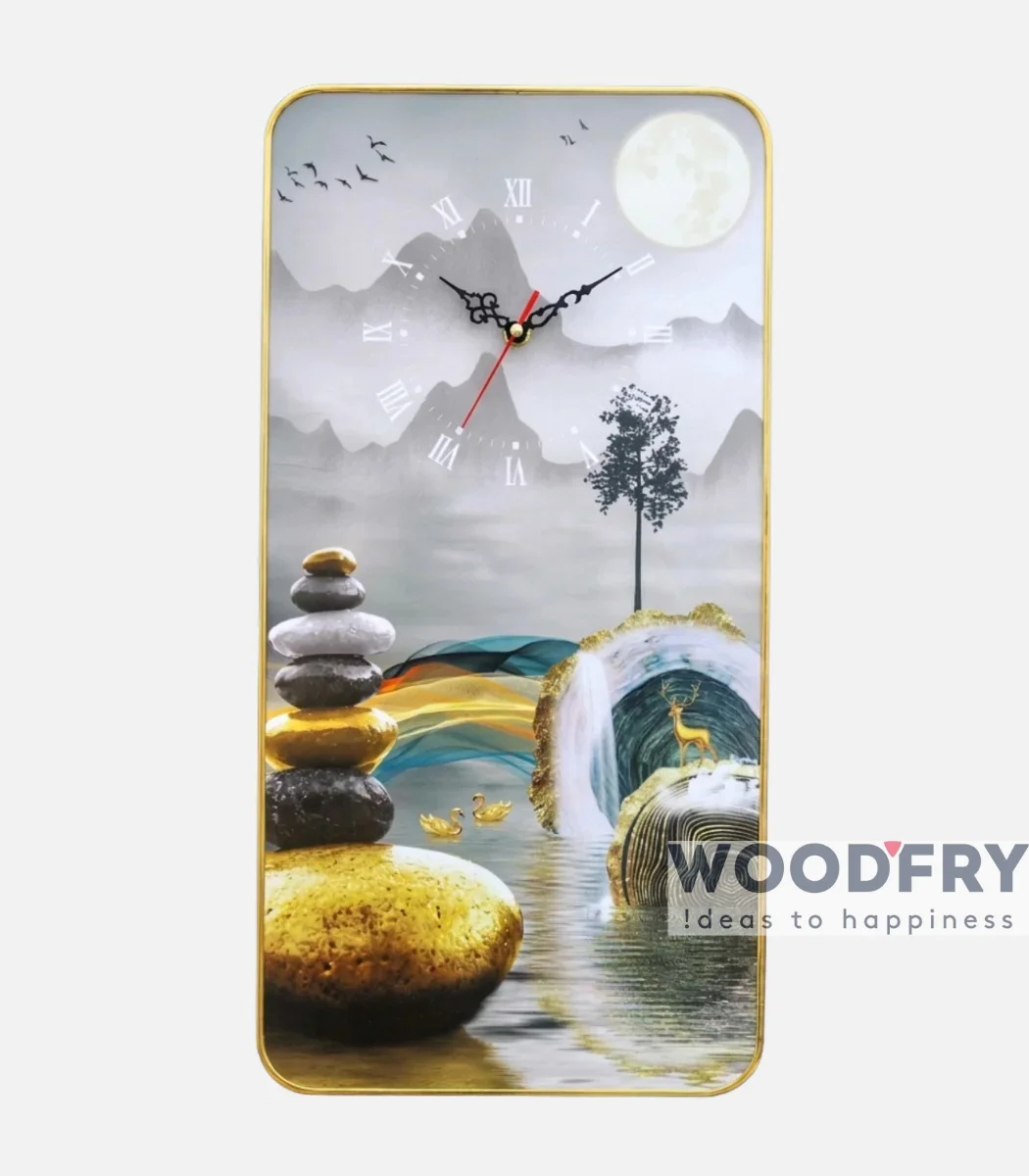 sq-01 Nordic Acrylic Square Clock, Serenity:Luxury Clock Wall Art UV Print - Image 1